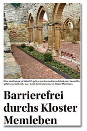 Zeitungsartikel zum Kloster Memleben