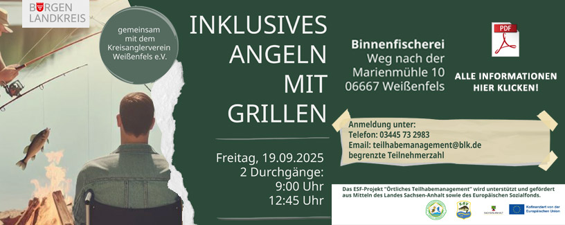 Ein Banner für das Inklusive Angeln am 19. September 2025