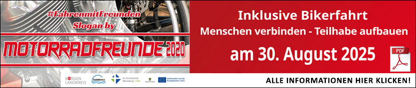 Ein Banner für die Inklusive Bikerfahrt am 30. August 2025