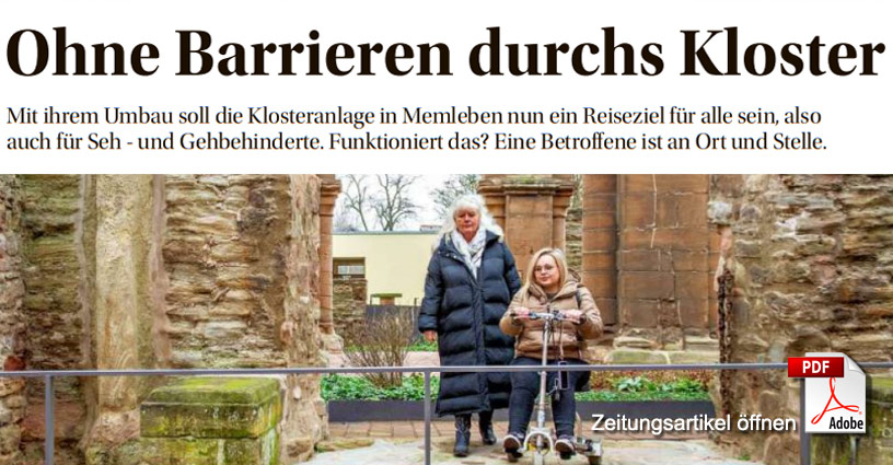 Zeitungsartikel der MZ Barrierefrei durchs Kloster 