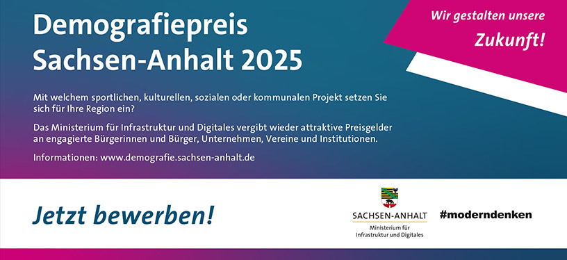 Ein Banner für den Demografiepreis Sachsen-Anhalt 2025