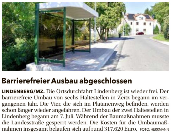 Barrierefreier Ausbau abgeschlossen - MZ-Artikel lesen